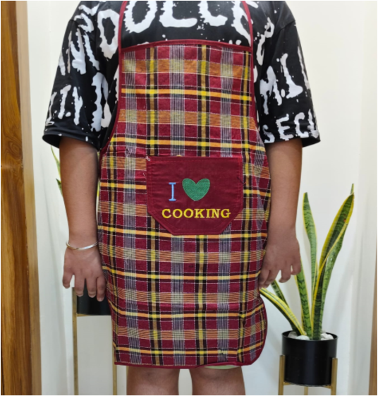 Maroon Big Check Apron