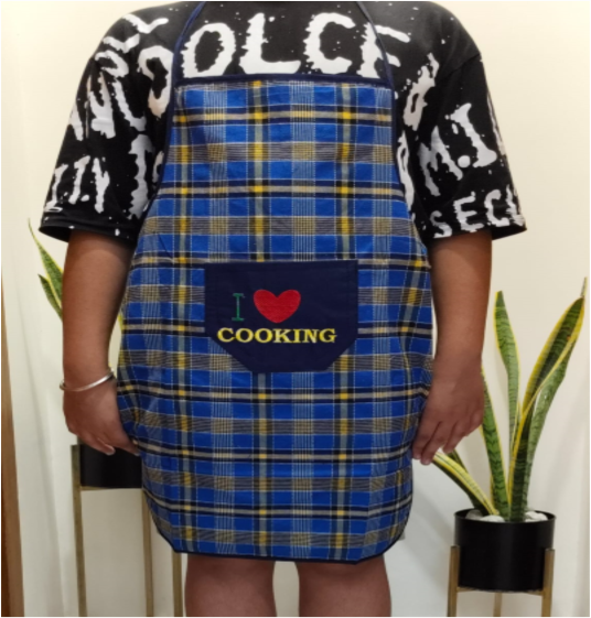 Blue and Yellow Big Check Apron